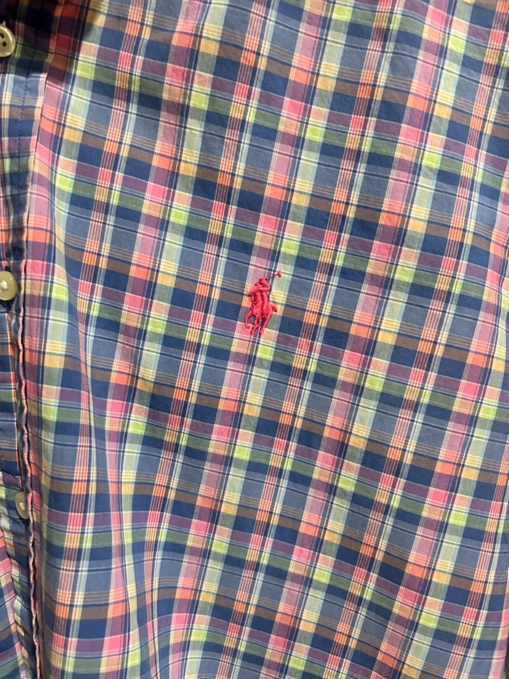 Lauren Ralph Lauren Pink Plaid Oxford Shirt Women’s L – Multicolor Button Down - Picture 3 of 10